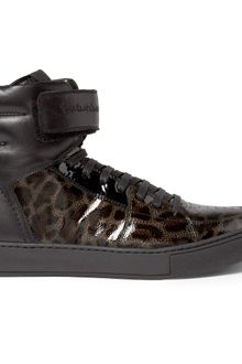 Yves Saint Laurent Leopardprint Patent Leather High Top Sneakers - Lyst