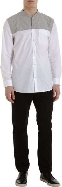 collarless dress shirt