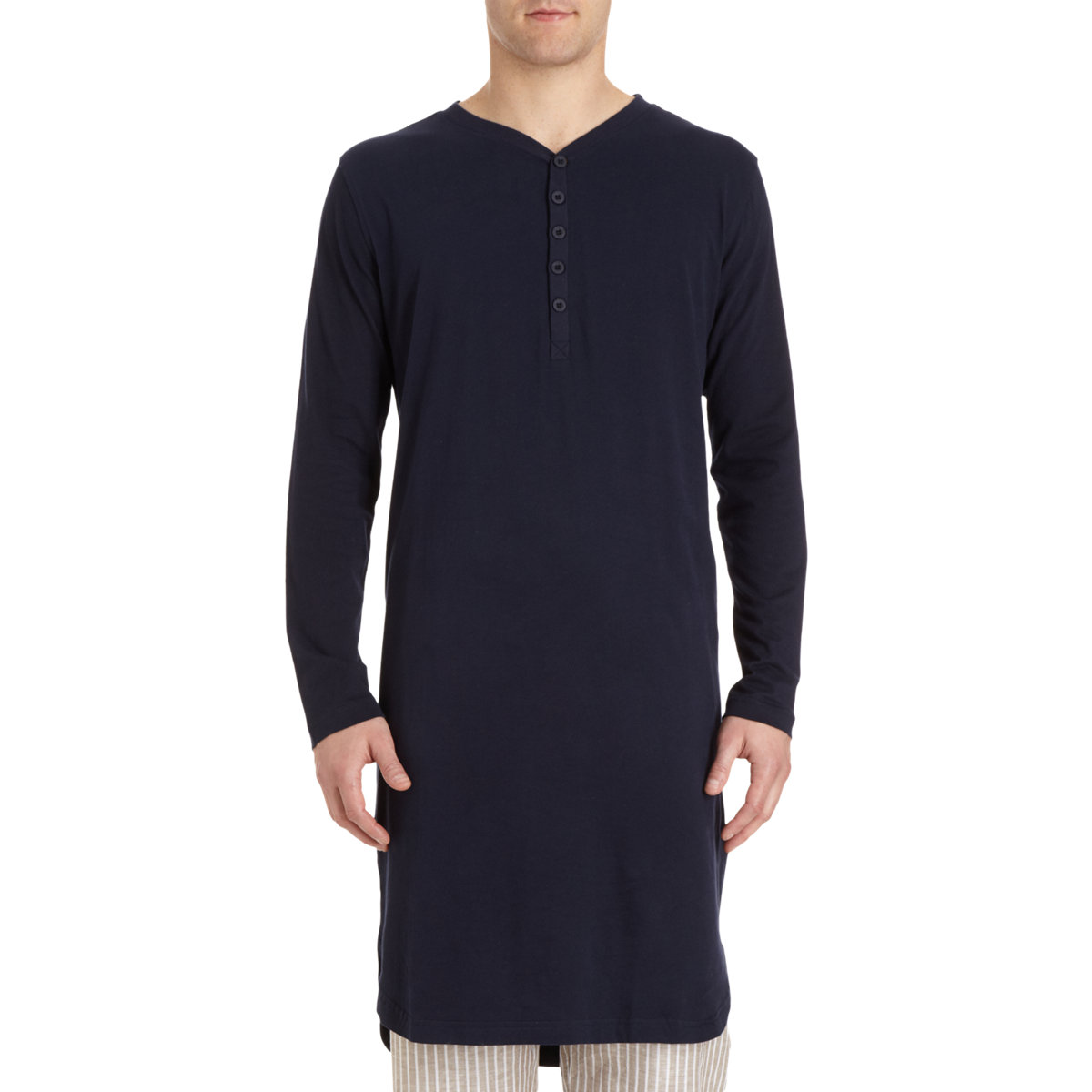 thumbnail interactive-video image 1 of Men's Cotton Flannel Nightshirt - Long Sleeve Nightgown With Pocket, Christmas Plaid, Mid-Length, Notch Collar 1 of 10