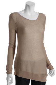 BCBGMAXAZRIA Pumice Cotton Blend Asymmetrical Hem Pullover Sweater - Lyst