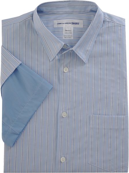 Comme Des Garçons Stripe Short Sleeve Shirt in Blue for Men - Lyst