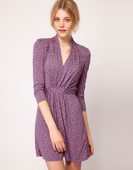 French Connection French Connection Calypso Tie Waist Dress in Purple (multi) - Lyst