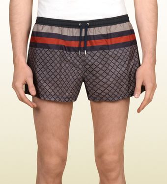 Gucci Web Detail Diamante Swim Shorts - Lyst