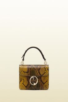 Gucci Gucci Mustard Color Python Top Handle Bag - Lyst