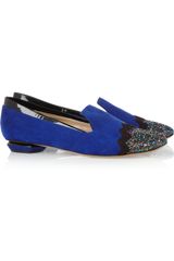 Nicholas Kirkwood Suede and Glitter Loafers
