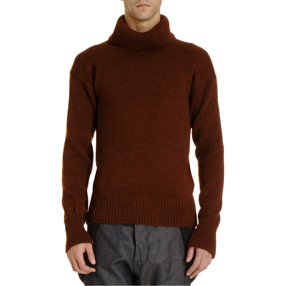 Nigel Cabourn Roll Neck Knit Sweater in Brown for Men (chestnut) | Lyst