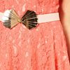 Oasis Deco Belted Lace Fit and Flare Dress in Red (coral) - Lyst