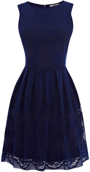 Oasis Lace Cutaway Dress in Blue (dark blue) - Lyst
