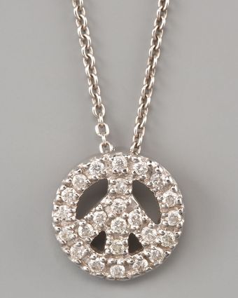 Roberto Coin Pave Peace Sign Necklace - Lyst