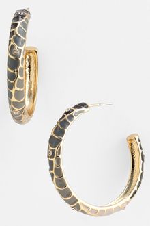 Sequin Feather Plume Enamel Hoop Earrings - Lyst