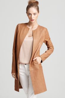 Vince Coat Long Leather - Lyst