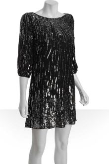 Sequin Long Sleeve Dress on Olivia Black Sequined Silk Gretel Long Sleeve Cocktail Dress Lyst