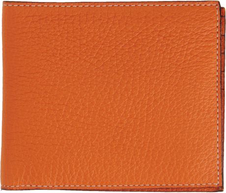 Barneys New York Contrast Stitch Billfold Wallet in Orange - Lyst
