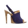 Bottega Veneta Snakeskin Trim Peep Toe Sandal in Blue (navy) - Lyst