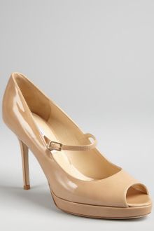 Jimmy Choo Nude Patent Leather Peep Toe Mary Jane Amina Platforms - Lyst
