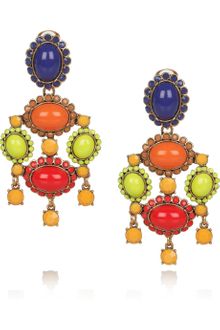 Oscar de la Renta 24karat Goldplated Cabochon Clip Earrings - Lyst
