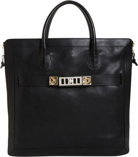 Proenza Schouler Ps11 Leather Tote in Black (gold) - Lyst