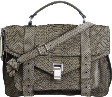 Proenza Schouler Ps1 Medium Python Suede in Gray (green) - Lyst