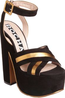 Rochas Metallic Trim Platform Sandal - Lyst