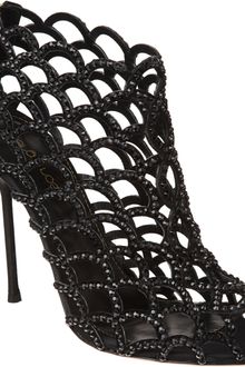Sergio Rossi Crystal Cutout Shoe Bootie - Lyst