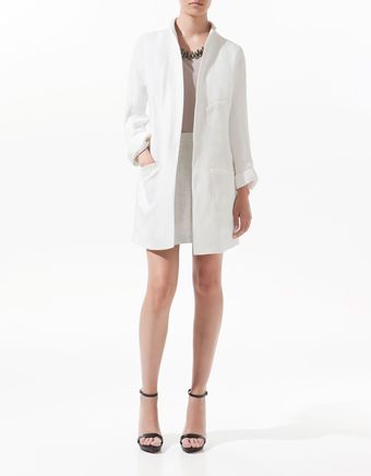 Zara Oversized Linen Coat - Lyst