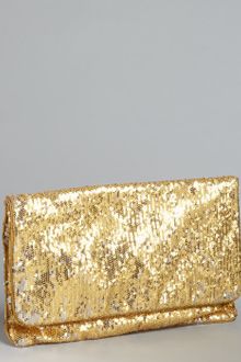 BCBGMAXAZRIA Gold Sequined Fold Over Clutch - Lyst
