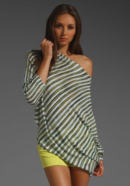 Bcbgmaxazria Asymmetrical Striped Blouse in Multicolor (lime multi) - Lyst
