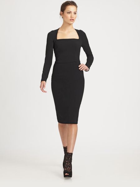 Dolce & Gabbana Square Neck Dress in Black - Lyst