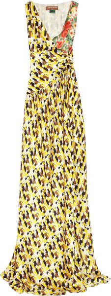 Duro Olowu Printed Silk Satin Gown in Yellow - Lyst