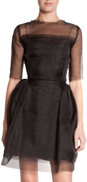 Lanvin Sheer Sleeve Dress - Lyst