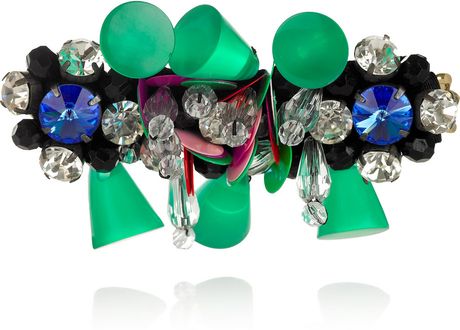Marni Crystal and Paillette Confetti Bracelet in Green (gold) - Lyst