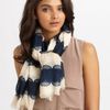 Tory Burch Silk Striped Lace Logo Scarf in Blue (navy) - Lyst