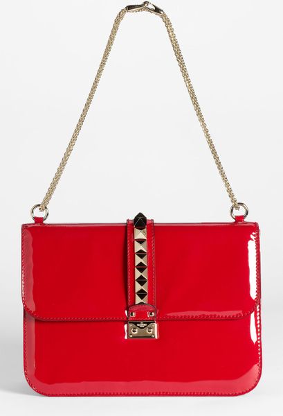 Valentino Patent Leather Shoulder Bag in Red (rosso) - Lyst