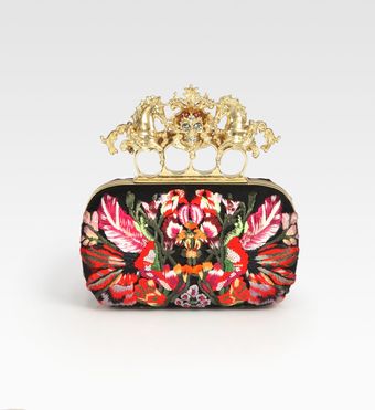 Alexander McQueen Floral Embroidered Box Clutch - Lyst