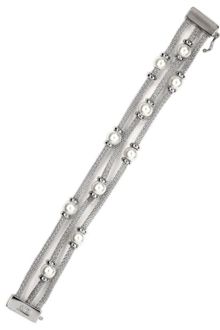 Anne Klein  Imitation Pearl Three Row Chain Bracelet - Lyst