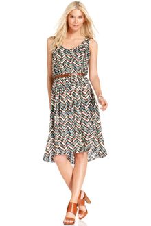 Calvin Klein Sleeveless Belted Printed - Lyst