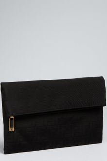 Fendi Black Zucca Faille Fold Over Oversize Clutch - Lyst