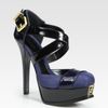 Fendi Strappy Suede and Leather Platform Pumps in Blue (navy) - Lyst