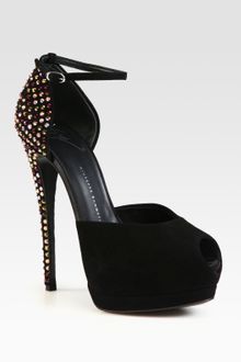 Giuseppe Zanotti Suede and Crystalcoated Heel Platform Sandals - Lyst