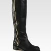Jimmy Choo Doreen Oiled Leather Knee High Biker Boots in Black - Lyst