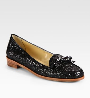 Kate Spade Cora Glitter Coated Patent Leather And Metallic Leather Loafers - Lyst
