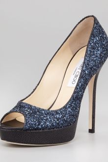 Jimmy Choo Crown Glittered Fabric Pump - Lyst