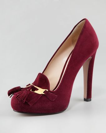 Prada Suede Tasselfringe Pump - Lyst