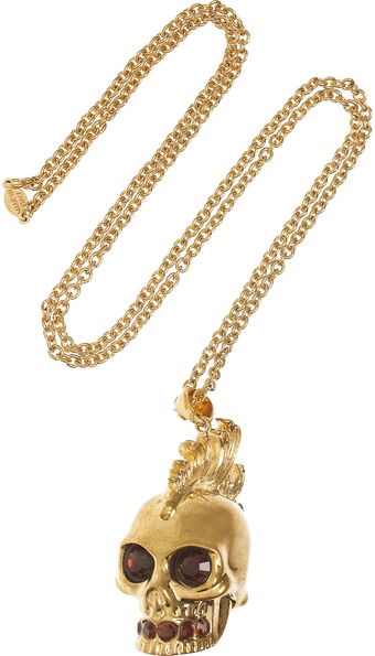 Alexander McQueen Swarovski Crystal Mohawk Skull Necklace - Lyst