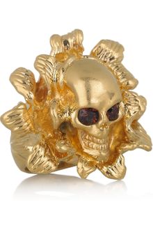 Alexander McQueen Swarovski Crystal Skull Ring - Lyst