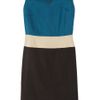 Dkny Colorblock Ramieblend Dress in Blue (petrol) - Lyst