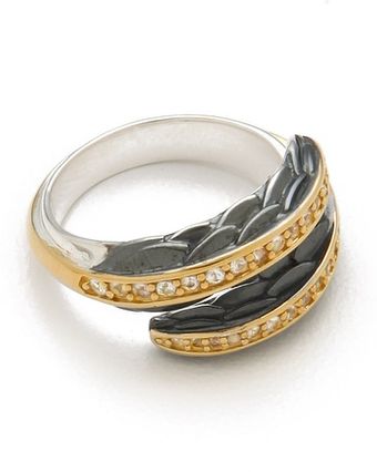 Elizabeth And James White Sapphire Feather Ring - Lyst
