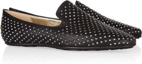 Jimmy Choo Wheel Studded Leather Loafers in Black - Lyst
