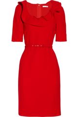 Oscar de la Renta Ruffled Wool-Crepe Dress