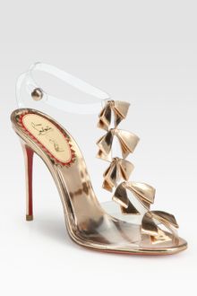 Christian Louboutin Translucent Bow Bow Metallic Leather Sandals - Lyst